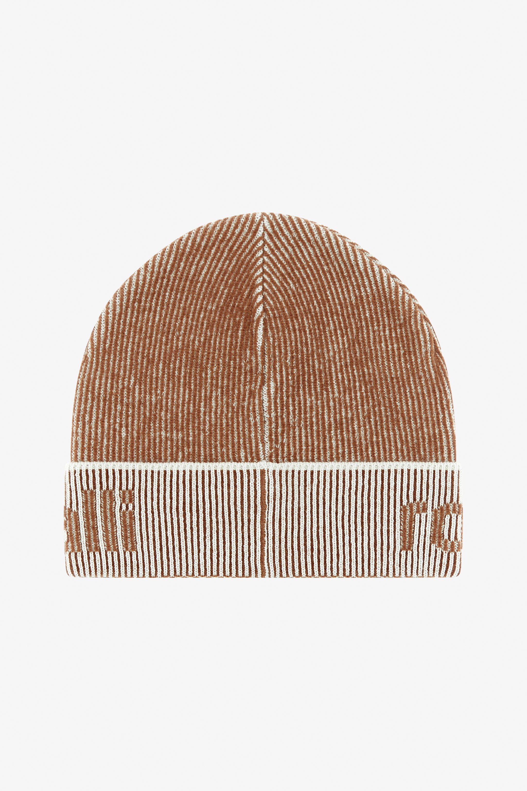 RC Cotton and Wool Blend Beanie with Logo Light Brown TALR15-IR032
