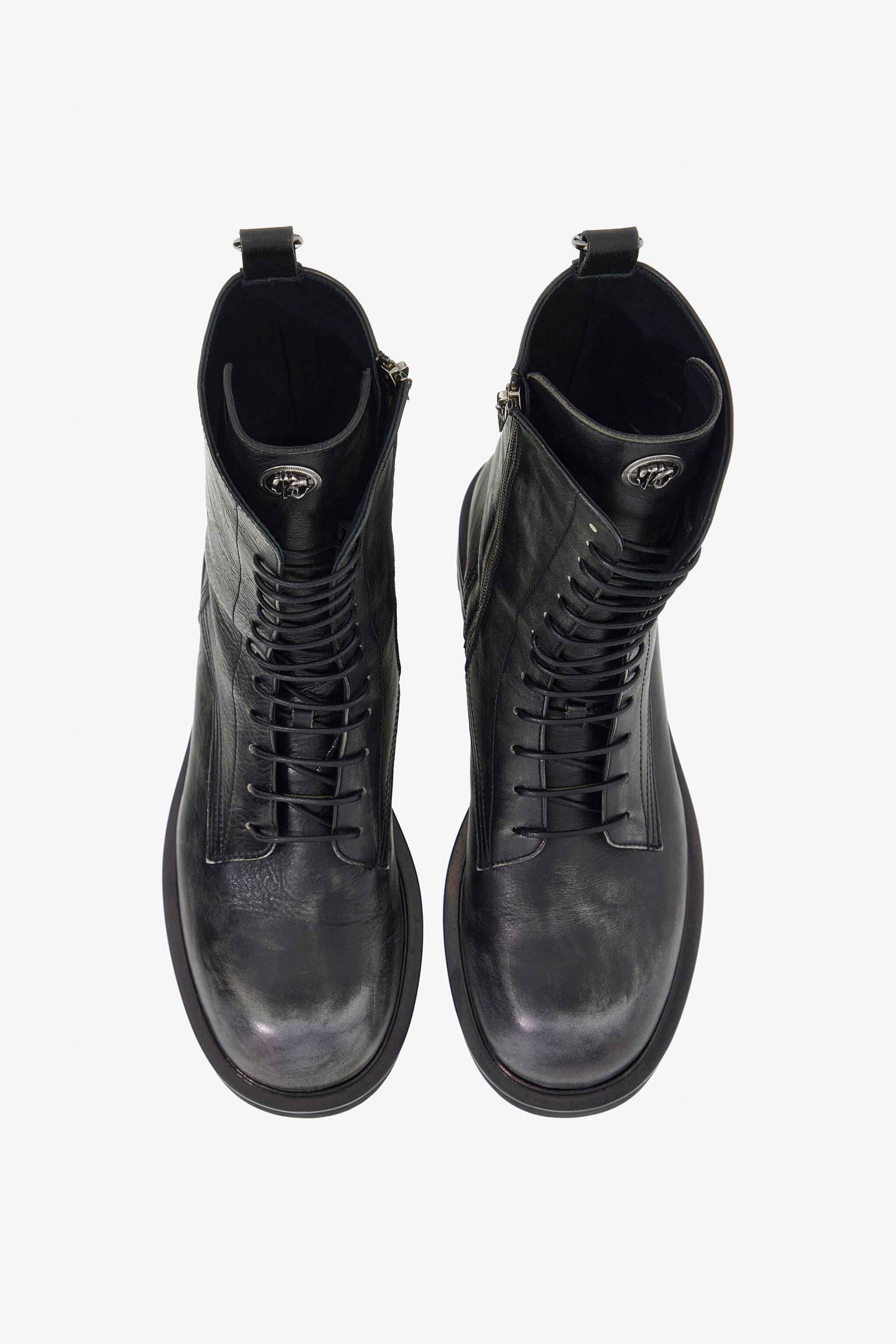RC Leather Lace-Up Boots Black TRS013-PN195