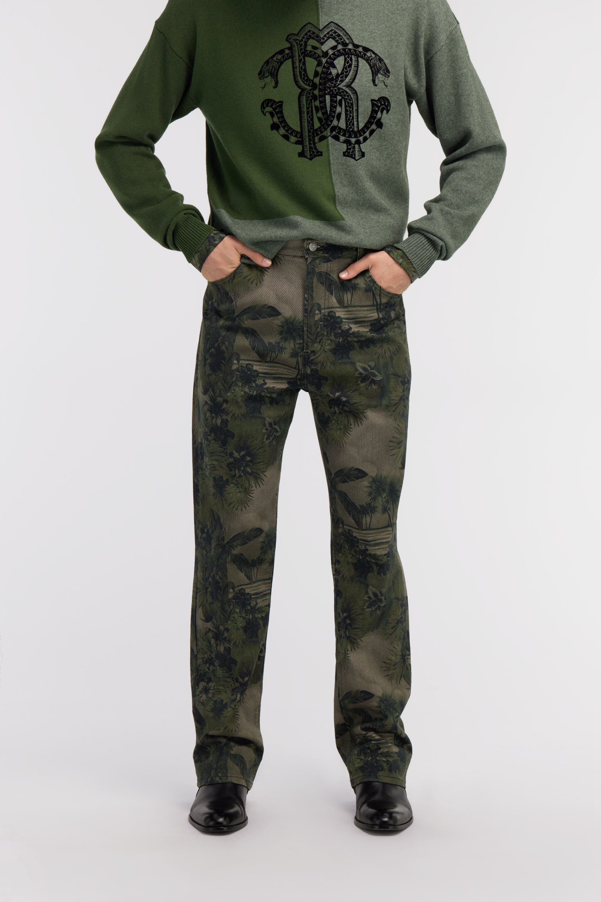 RC Pants with Hawaii Green print Dark green SRJ210-4NI84