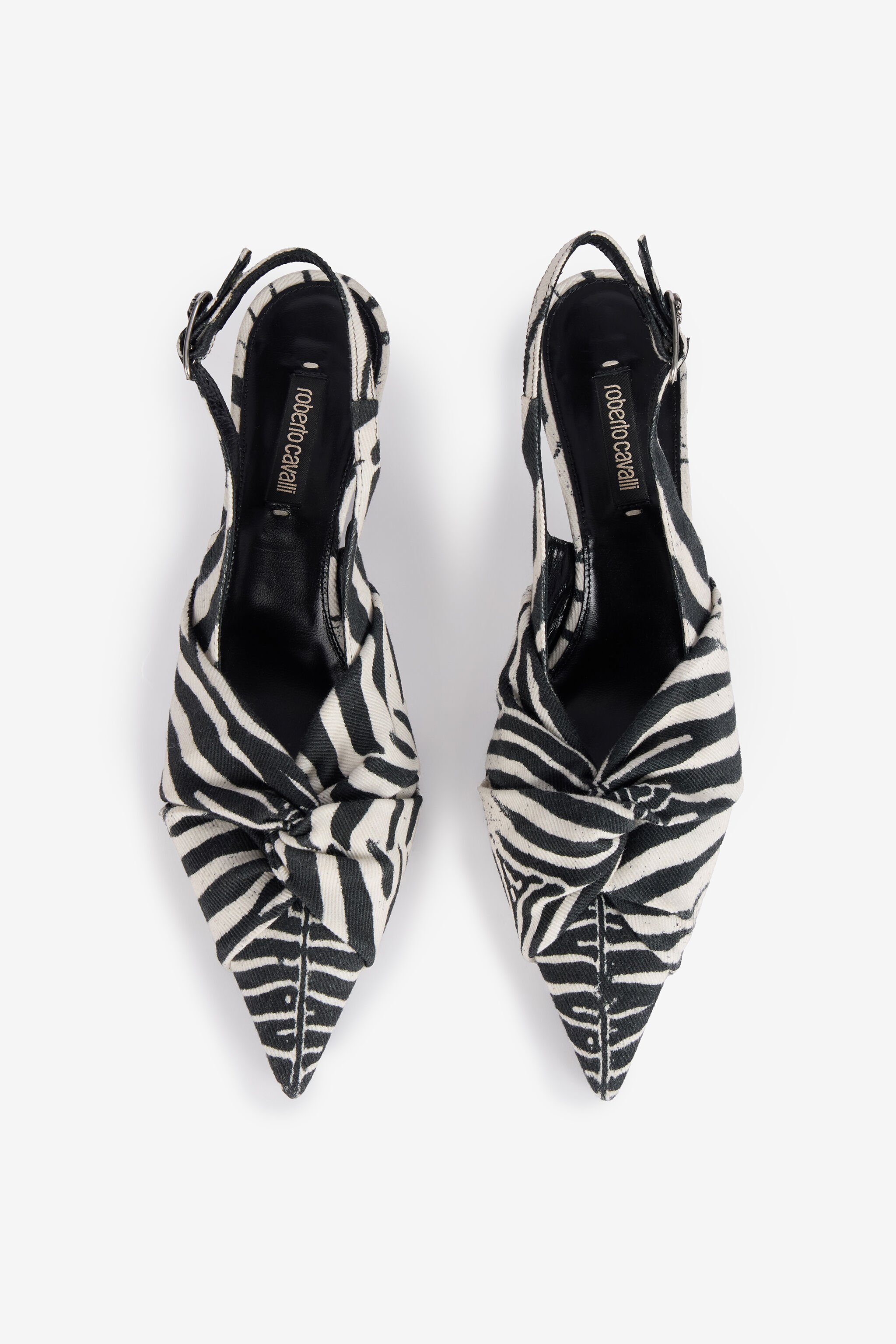 RC Slingbacks Mit Print Zebra Und Geknotetem Detail Schwarz/Weiß UKS012-SMC77