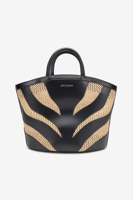 JC Sac Cabas Noir Avec Motif Zébré Tissé 717+899 UFB115-UF484