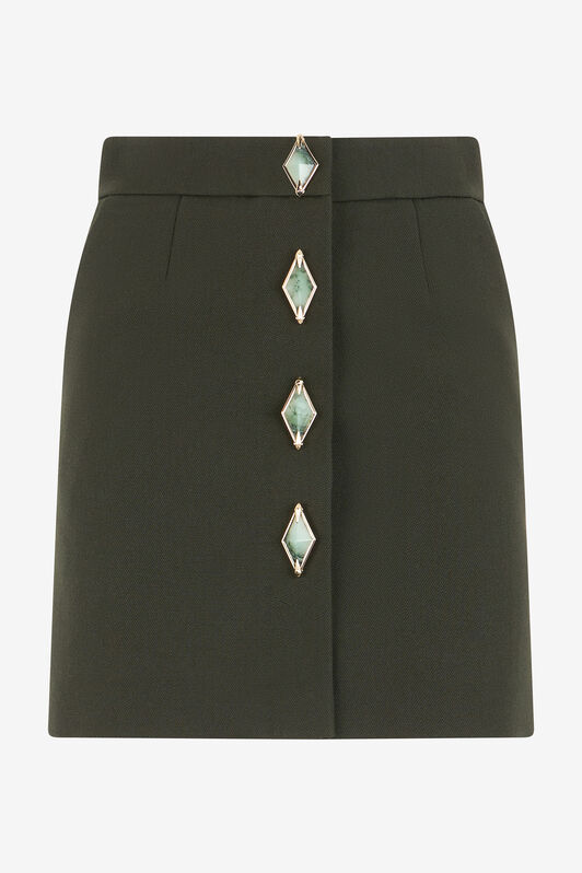 RC Mini skirt with jewel buttons Dark green TWT303-WP059