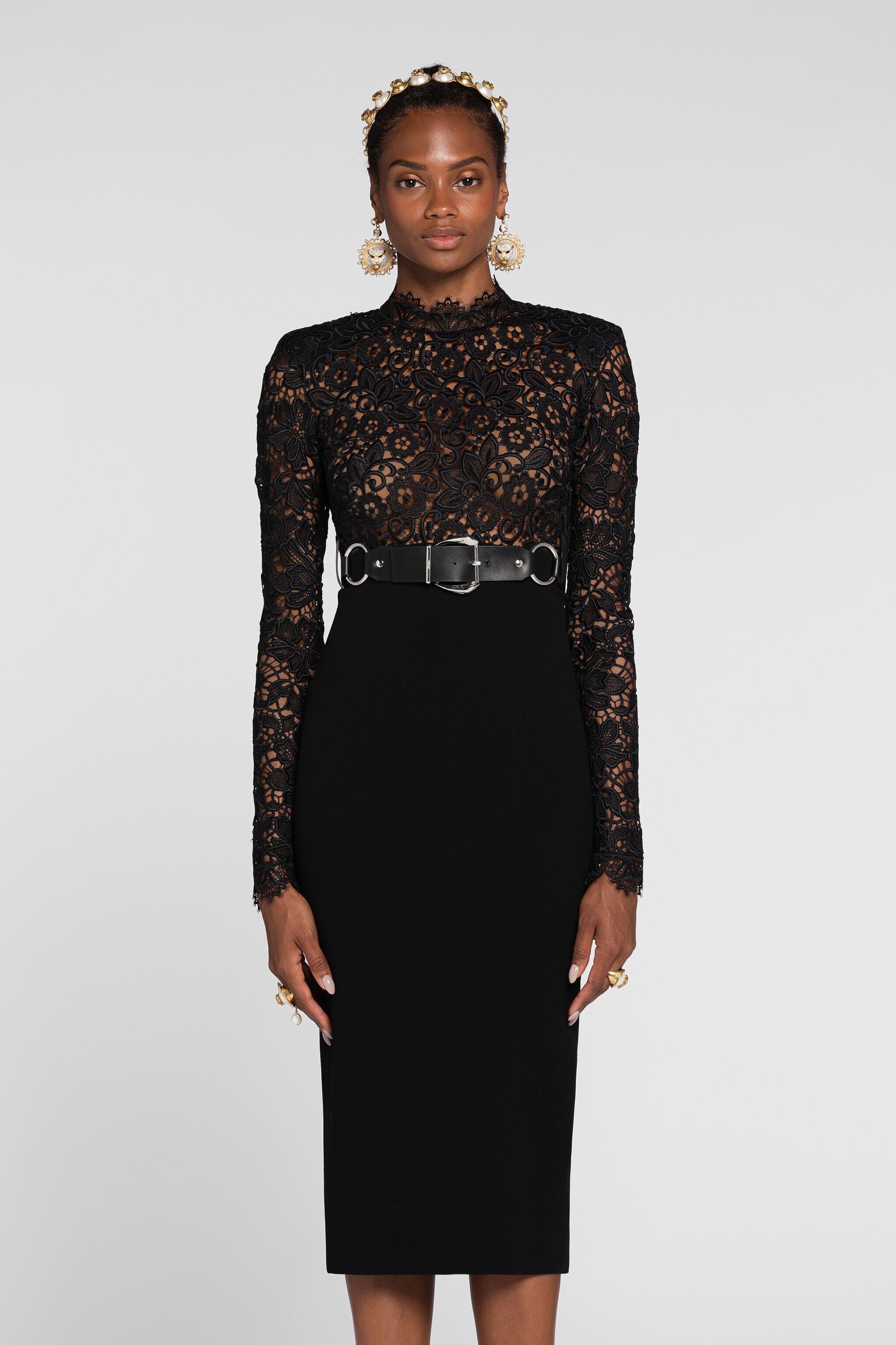 RC Lace-panel dress Black QKT116-RJ030