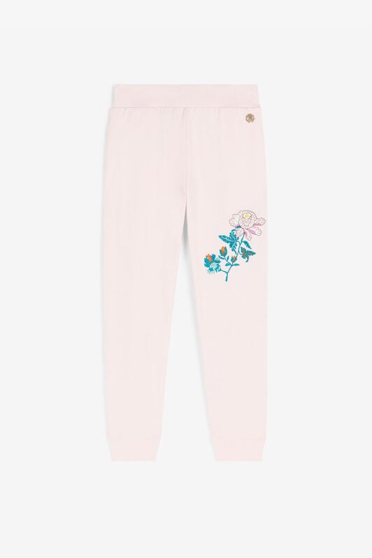 JU Flower-Embroidered Cotton Sweatpants Pink RJT240-CF050
