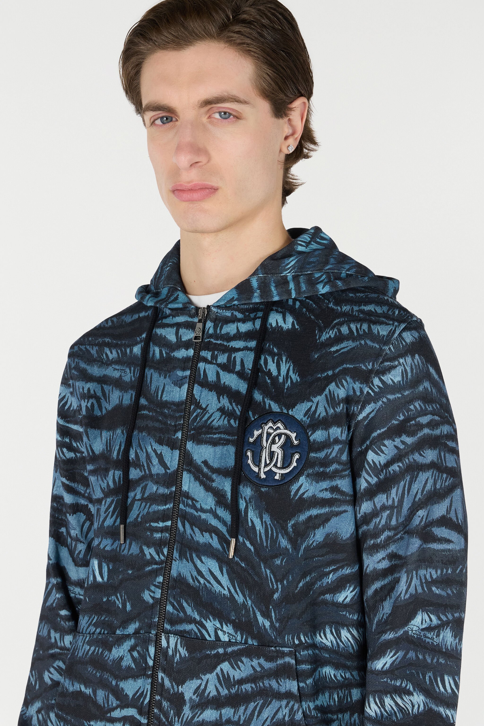 RC Felpa Con Cappuccio Tiger Skin BLUE OOT69B-5OO65