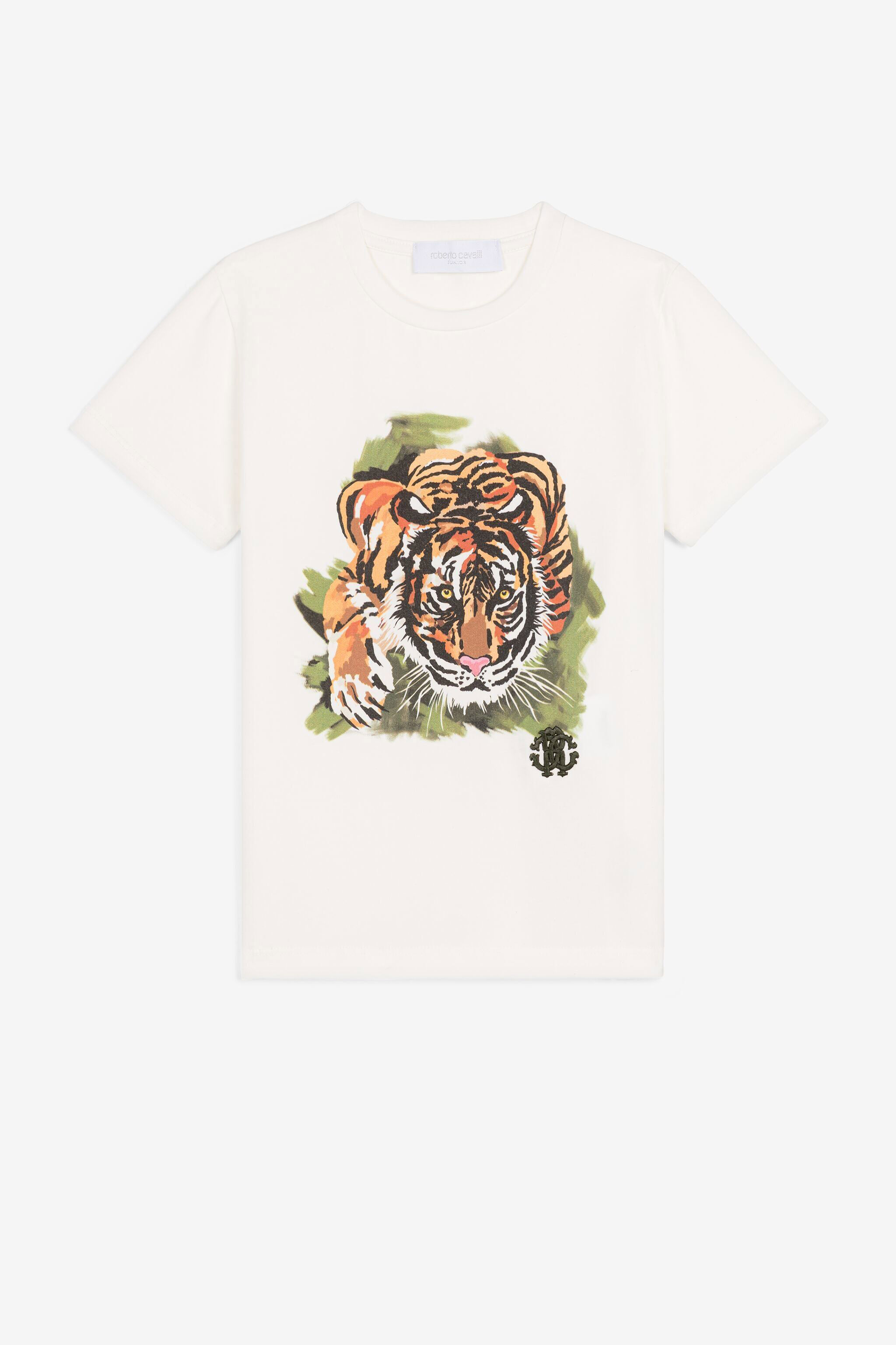 JU T-Shirt mit Tiger-Print Weiß PJT699-JV025