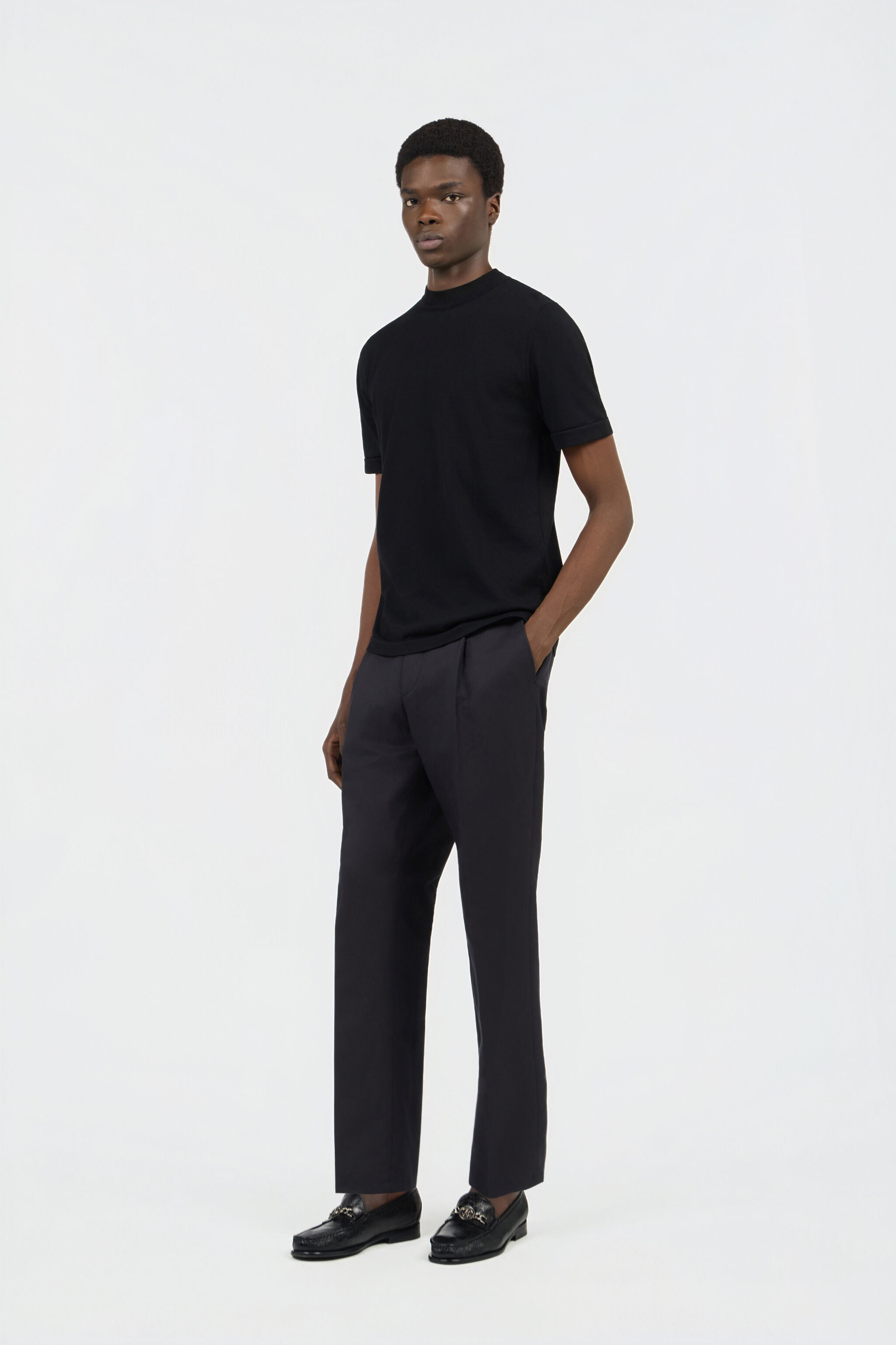RC Black Mock Neck T-Shirt BLACK SOT60M-VI044