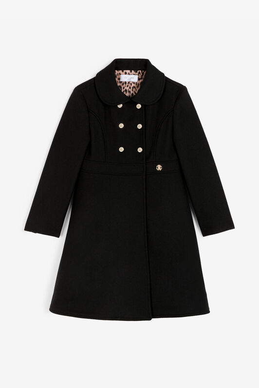JU Logo-plaque wool-blend coat Black RJT40G-FE007