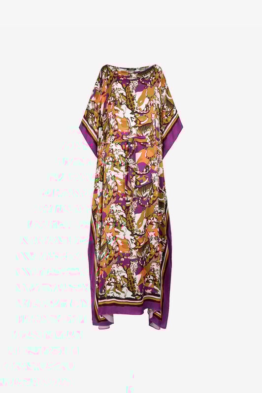 RC Wild Cat-Print Kaftan Dress Purple RKT180-SZH06