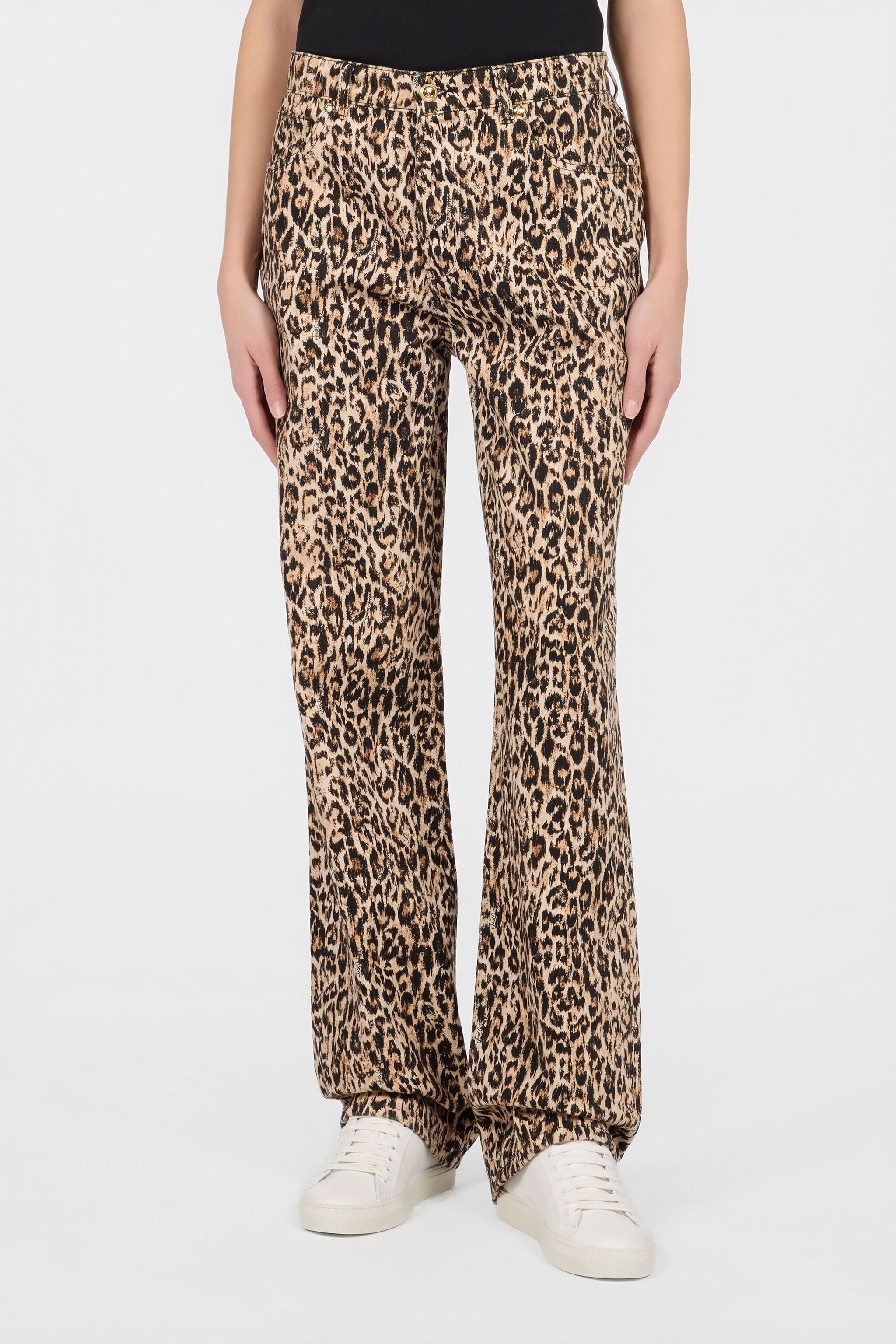 JC Denim-Hose aus Baumwolle mit Leopard-Print JC Denim-Hose aus Baumwolle mit Leopard-Print BEIGE VFJ046-VF255