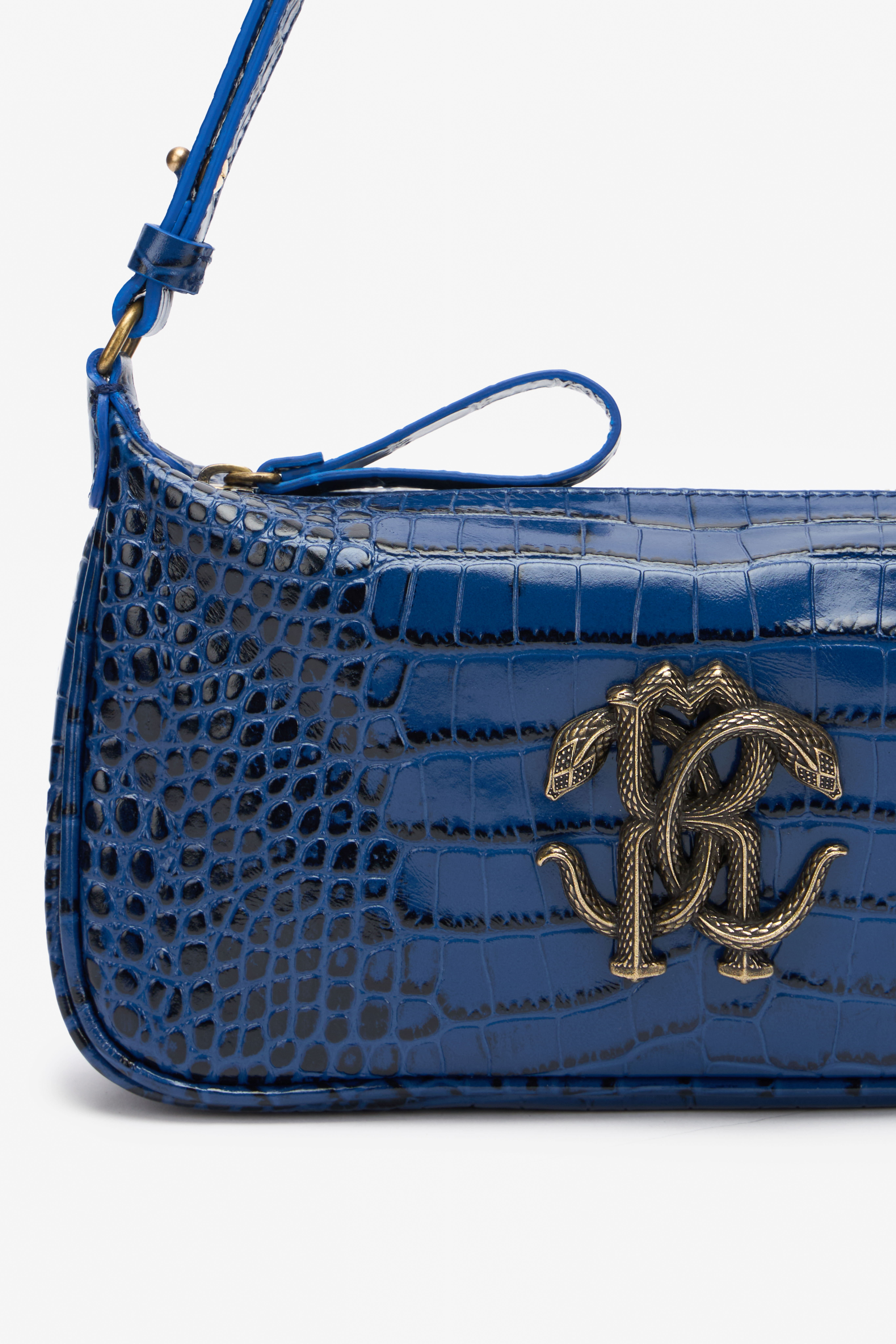RC Blue Shoulder Bag with Mirror Snake Monogram BLUETTE QOB00B-PZO32