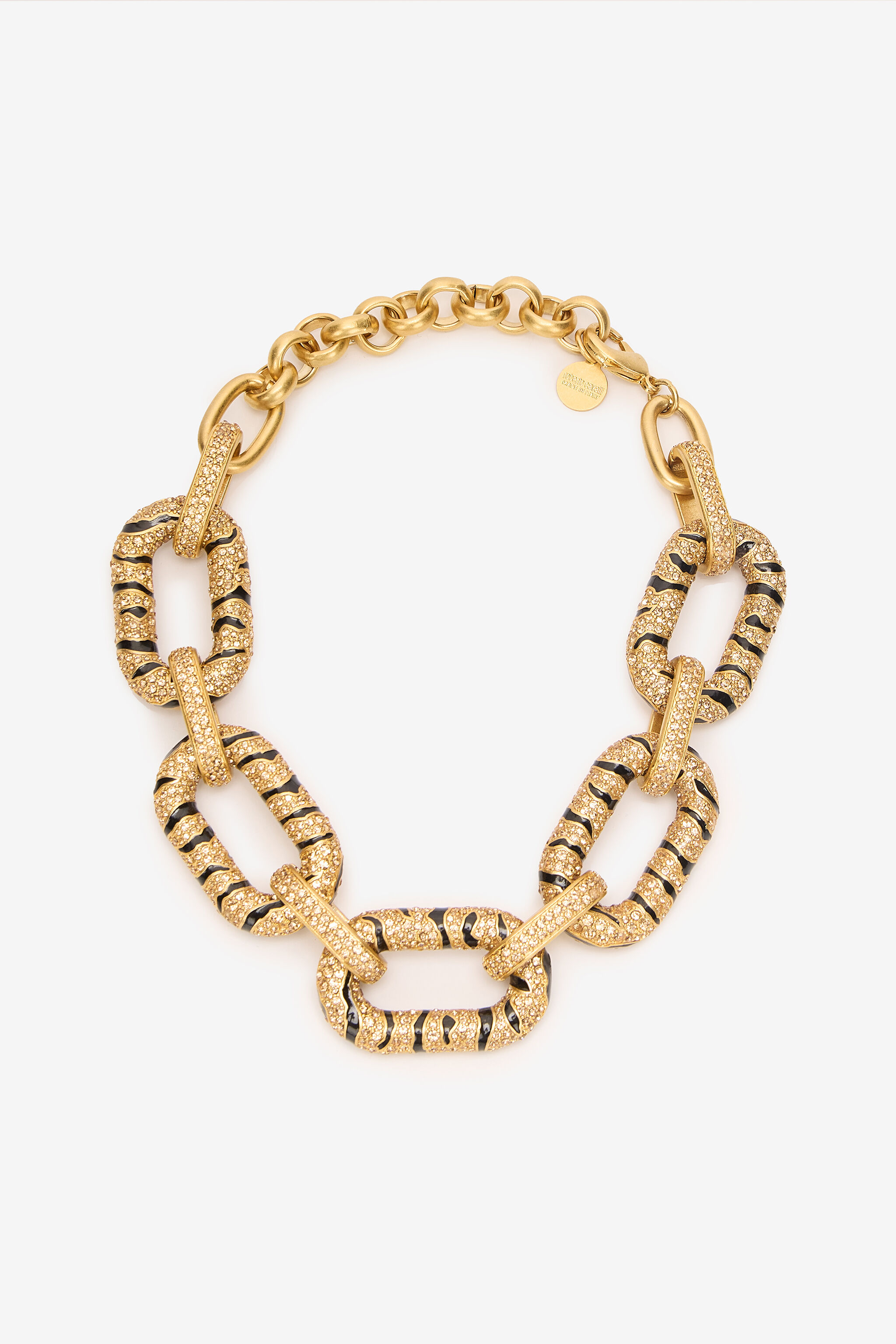 RC Chain Necklace with Crystals and Tiger Skin Design Gold VKG022-AM011