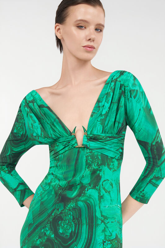 RC Malachite Print Midi Dress VERDE SMERA.175335 TKT139-LNN06