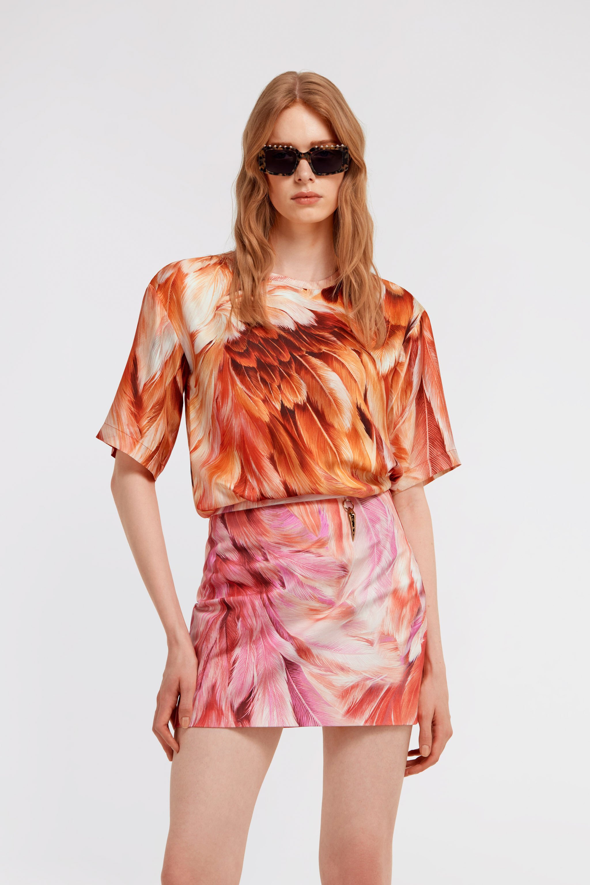 RC Plumage print t-shirt Orange SWT644-4QL71