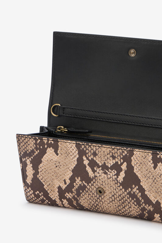 RC Snake Print Wallet On Chain with Mirror Snake Monogram ROCK BEIGE QOA00D-PZO36