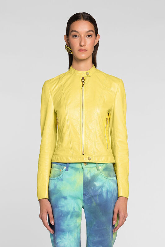 RC Zipped leather biker jacket Yellow QKP804-PN022