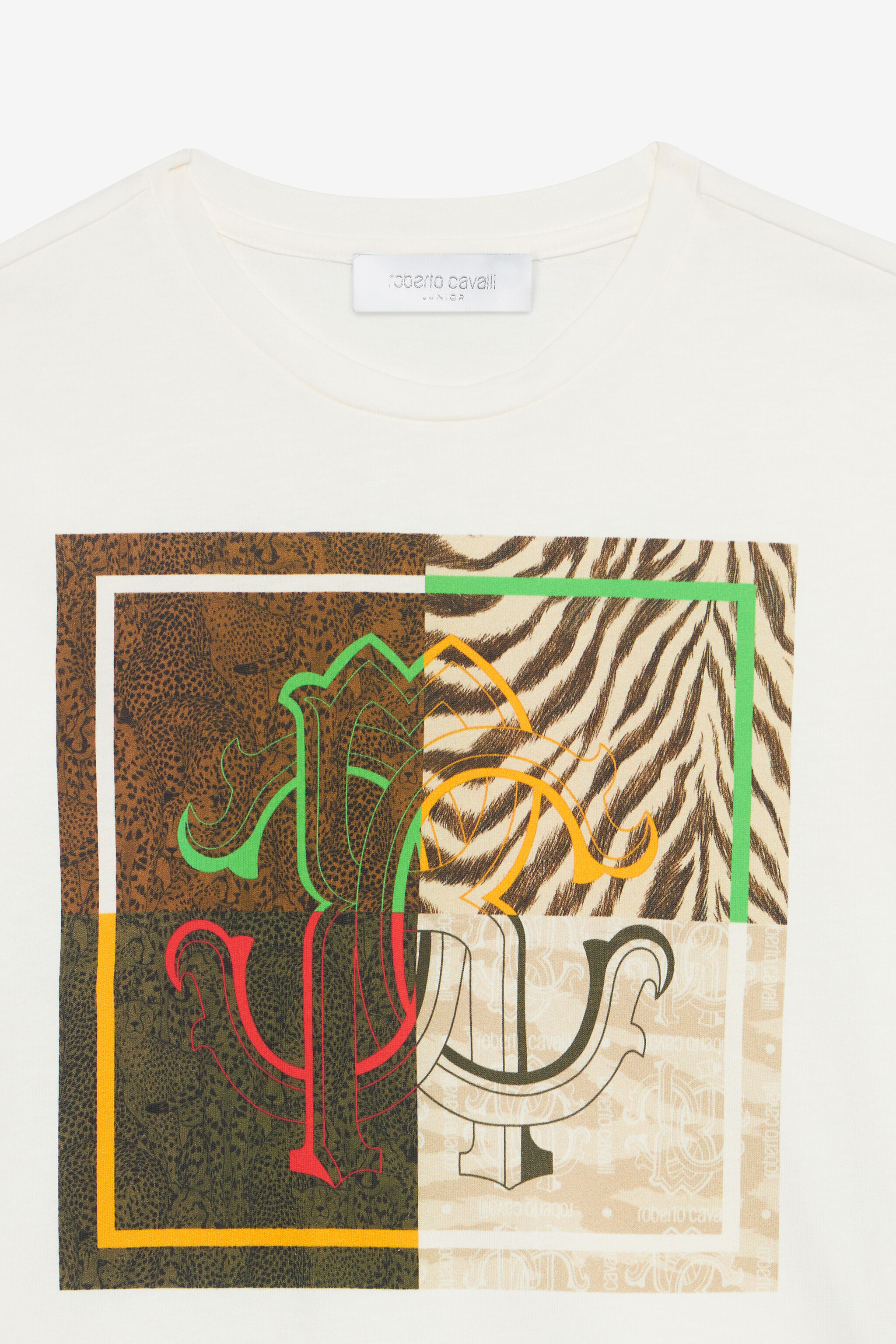 JU T-Shirt Avec Écusson Animalier Et Monogramme RC Blanc UJT60H-JD001