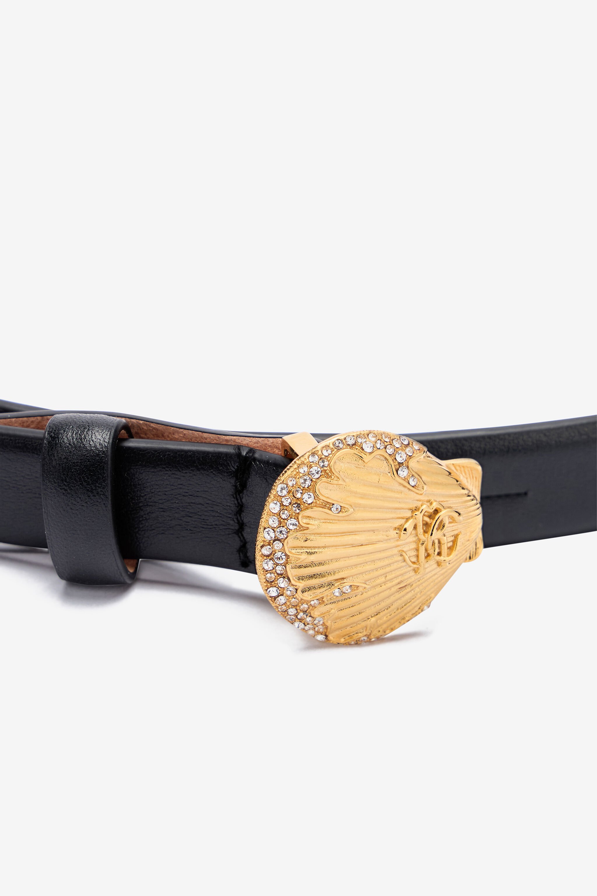 RC Leather Belt with Shell Buckle Black UWC005-PZ796