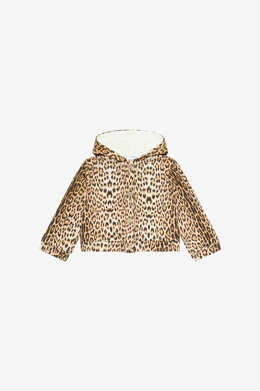 JU Felpa Con Cappuccio E Stampa Jaguar Skin Marrone chiaro UJT664-5OO52