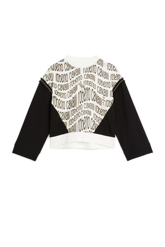 JU Logo-print panelled sweatshirt WHITE/BLACK/GOLD LJT611-JMZ20