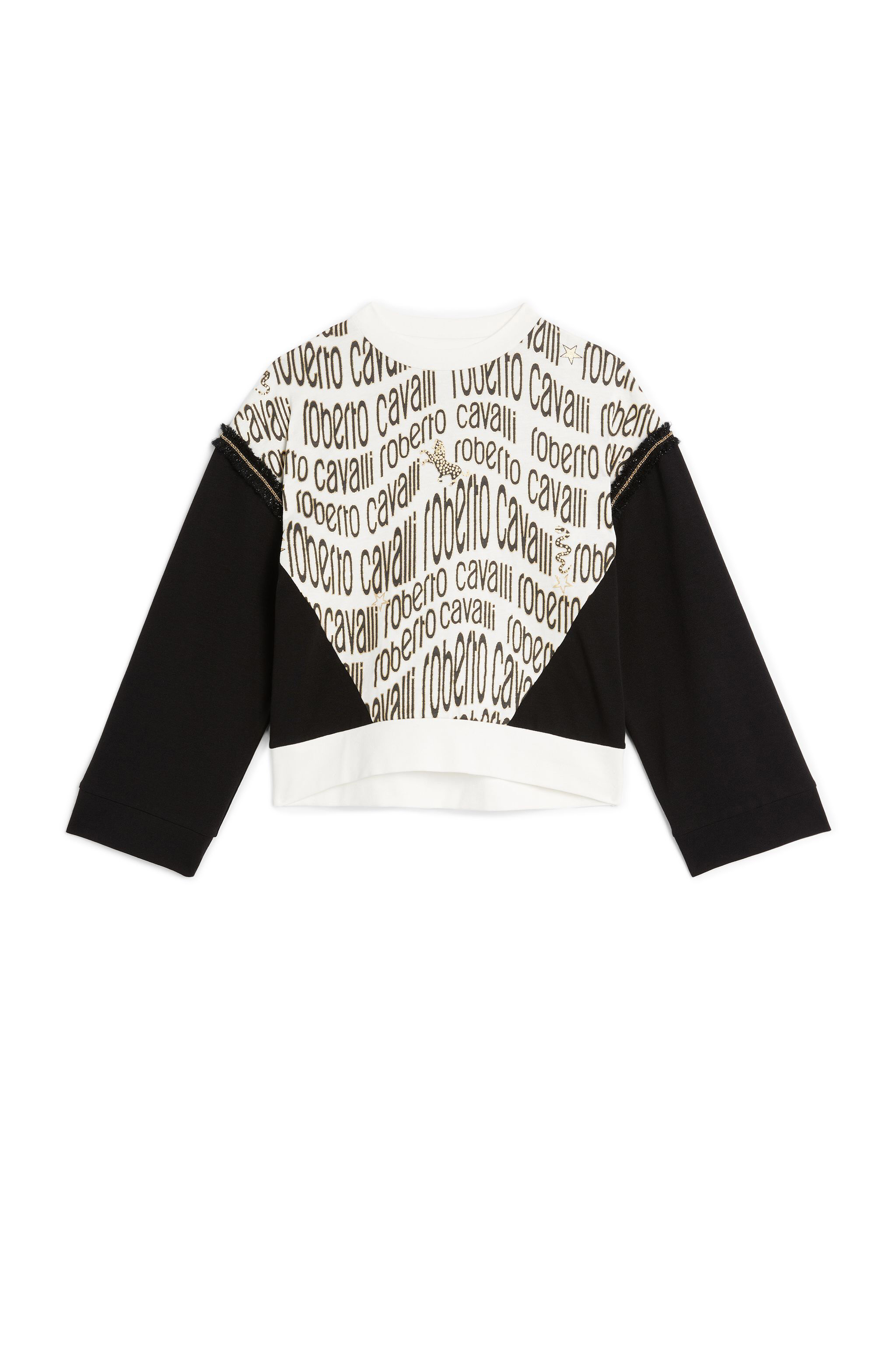 JU Logo-print panelled sweatshirt WHITE/BLACK/GOLD LJT611-JMZ20