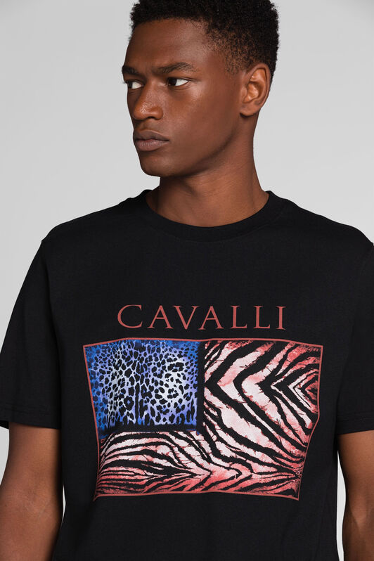 RC Animalier Patchwork-Print T-Shirt RC Animalier Patchwork-Print T-Shirt BLACK PRT60A-JD060