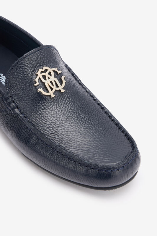 RC Hammered Effect Loafers with RC Monogram Dark blue POS00G-PI001