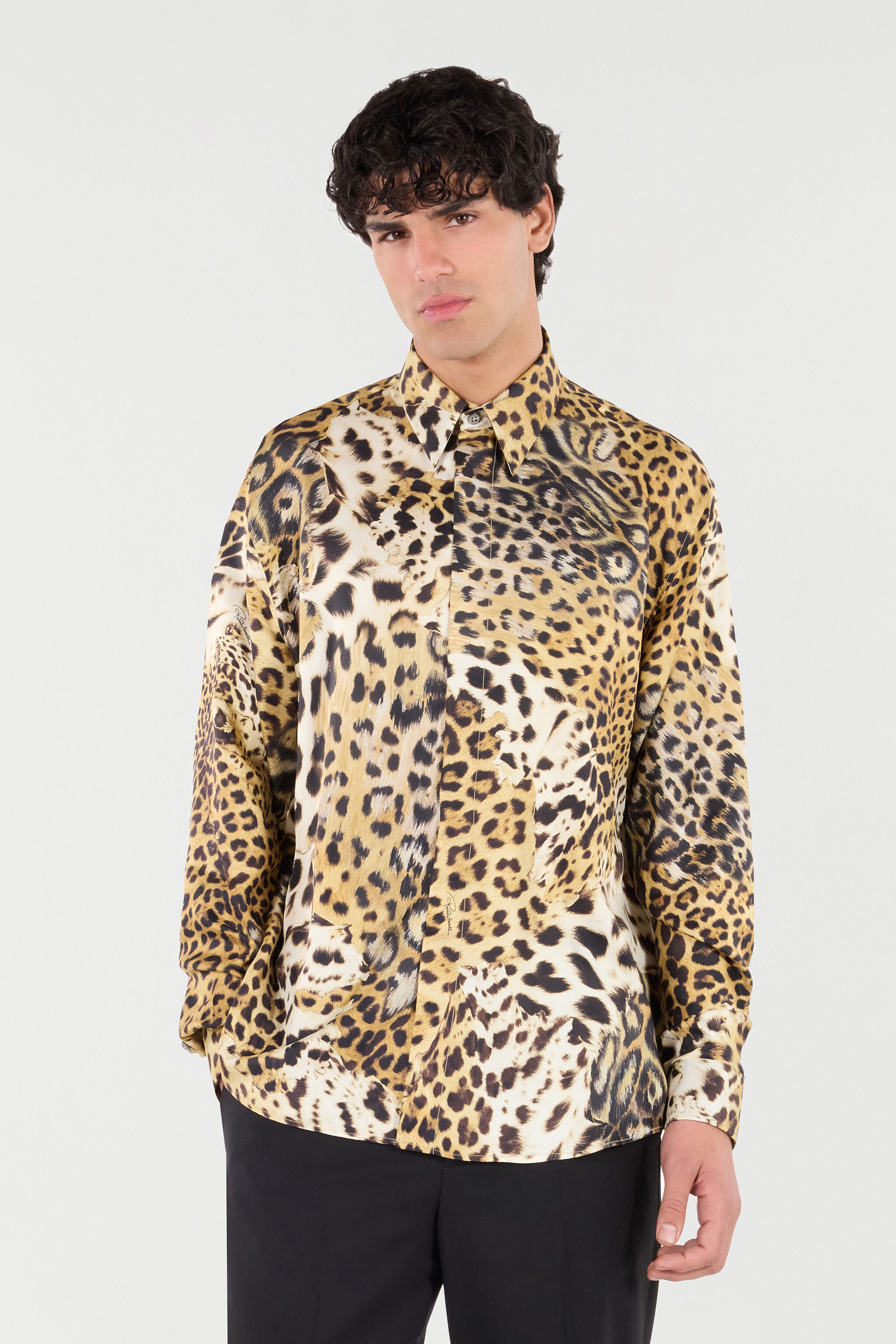 RC Silk Shirt with Animalier Prints Light brown VRT710-OZG34