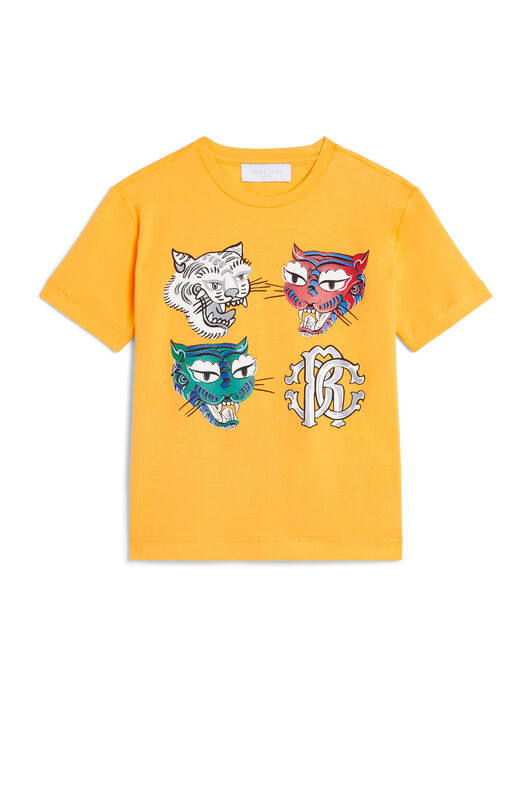 JU Laughing tigers print T-shirt JU Laughing tigers print T-shirt PALE ARAGONITE JJT60A-JV025