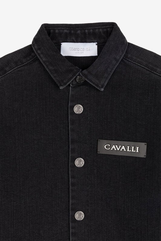 JU Logo-Patch Denim Shirt Black RJJ701-DS015