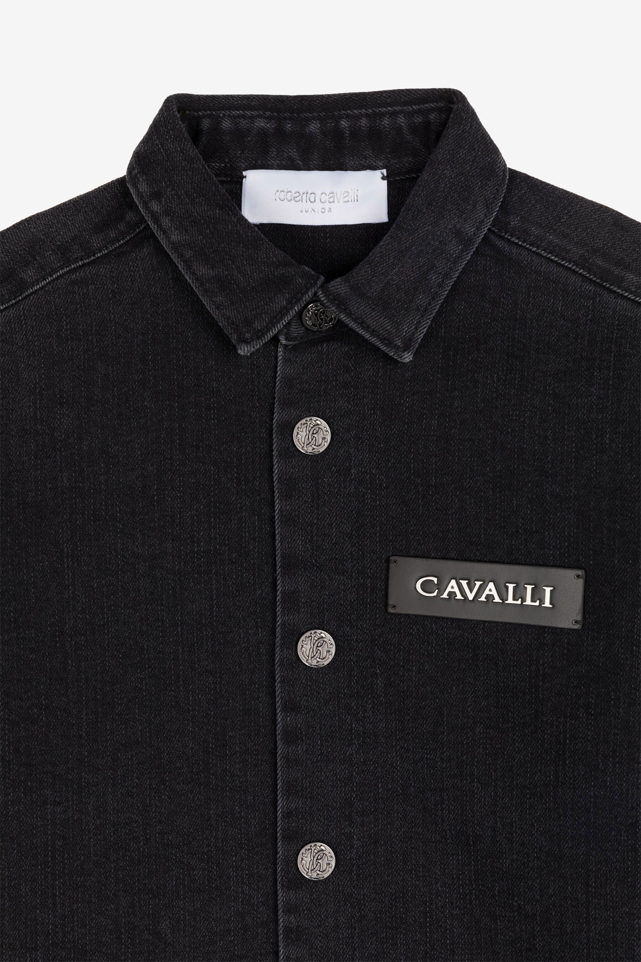 JU Logo-Patch Denim Shirt Black RJJ701-DS015