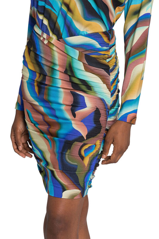 RC Abstract-Print Mini Dress BLUE/PINK JWT109-8FT52