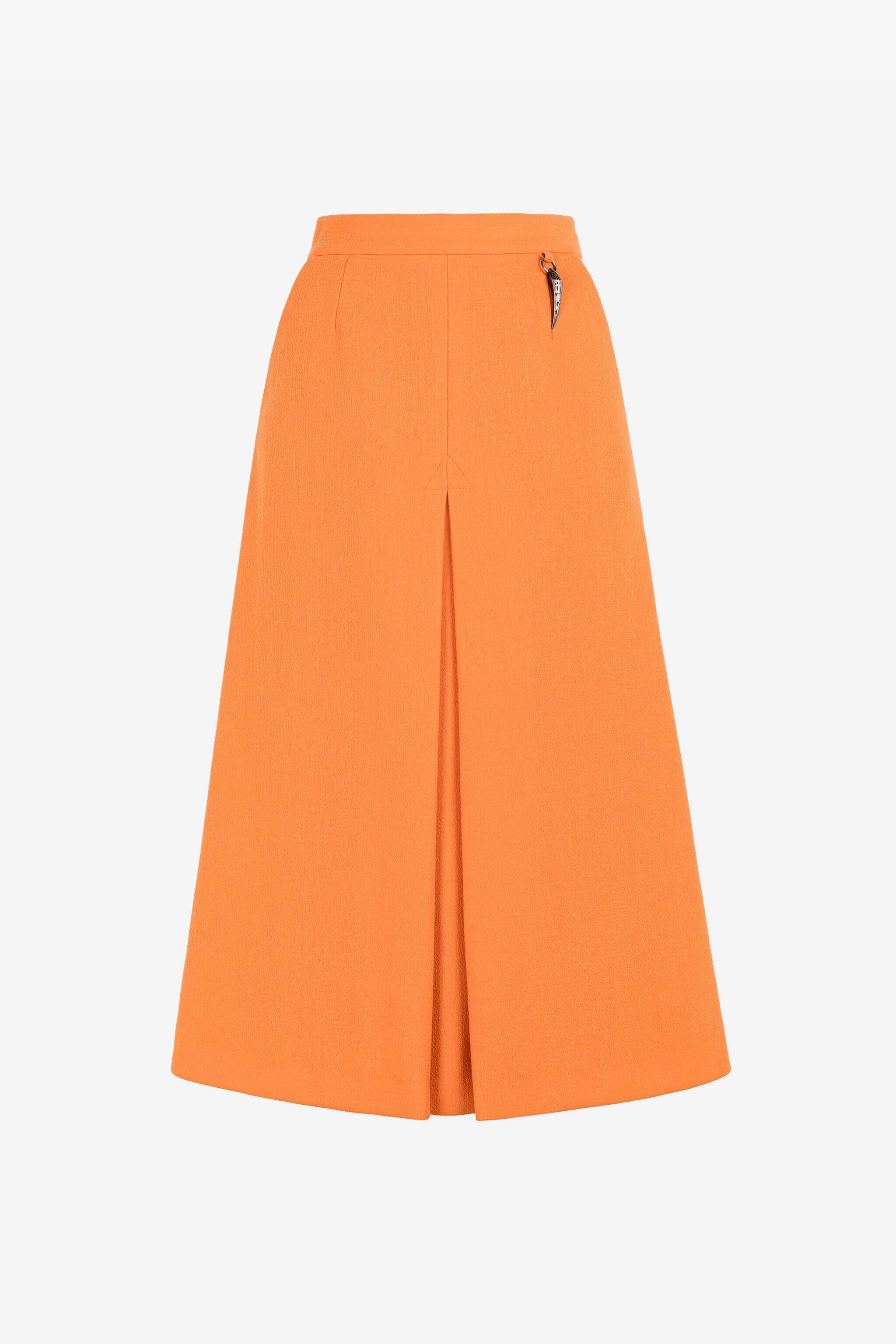 RC Flared wool skirt with fang pendant Orange RKT307-WR013