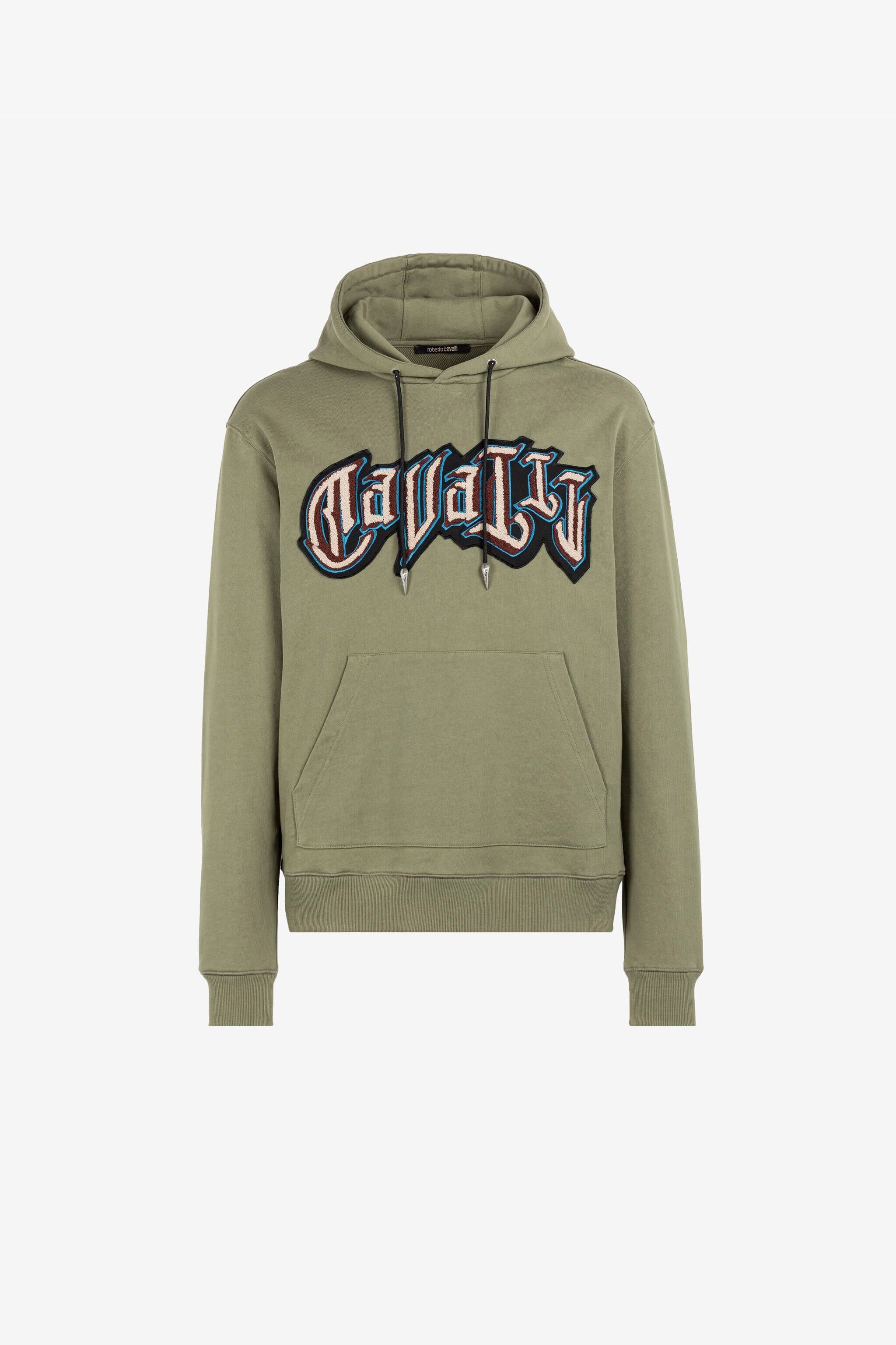 RC Logo-patch cotton hoodie Green QRT69A-CF050