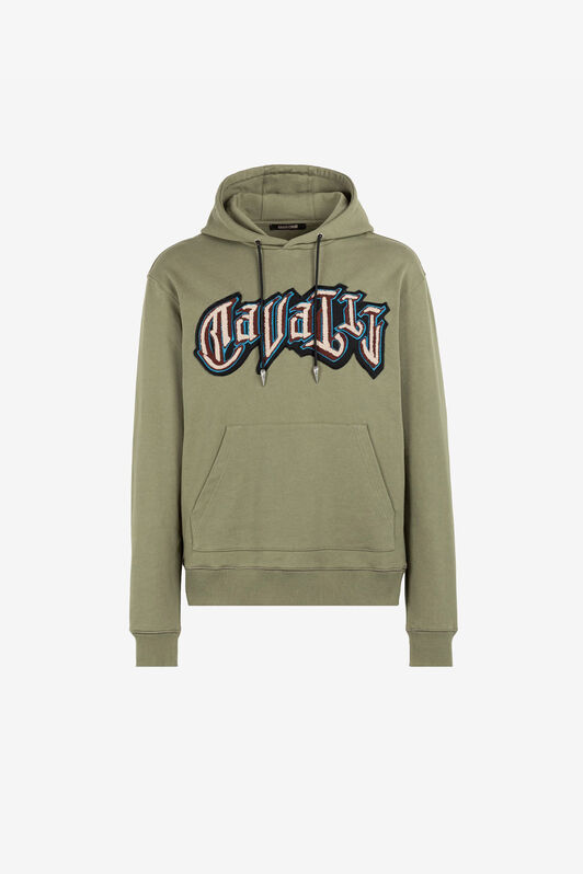 RC Logo-patch cotton hoodie RC Logo-patch cotton hoodie Green QRT69A-CF050