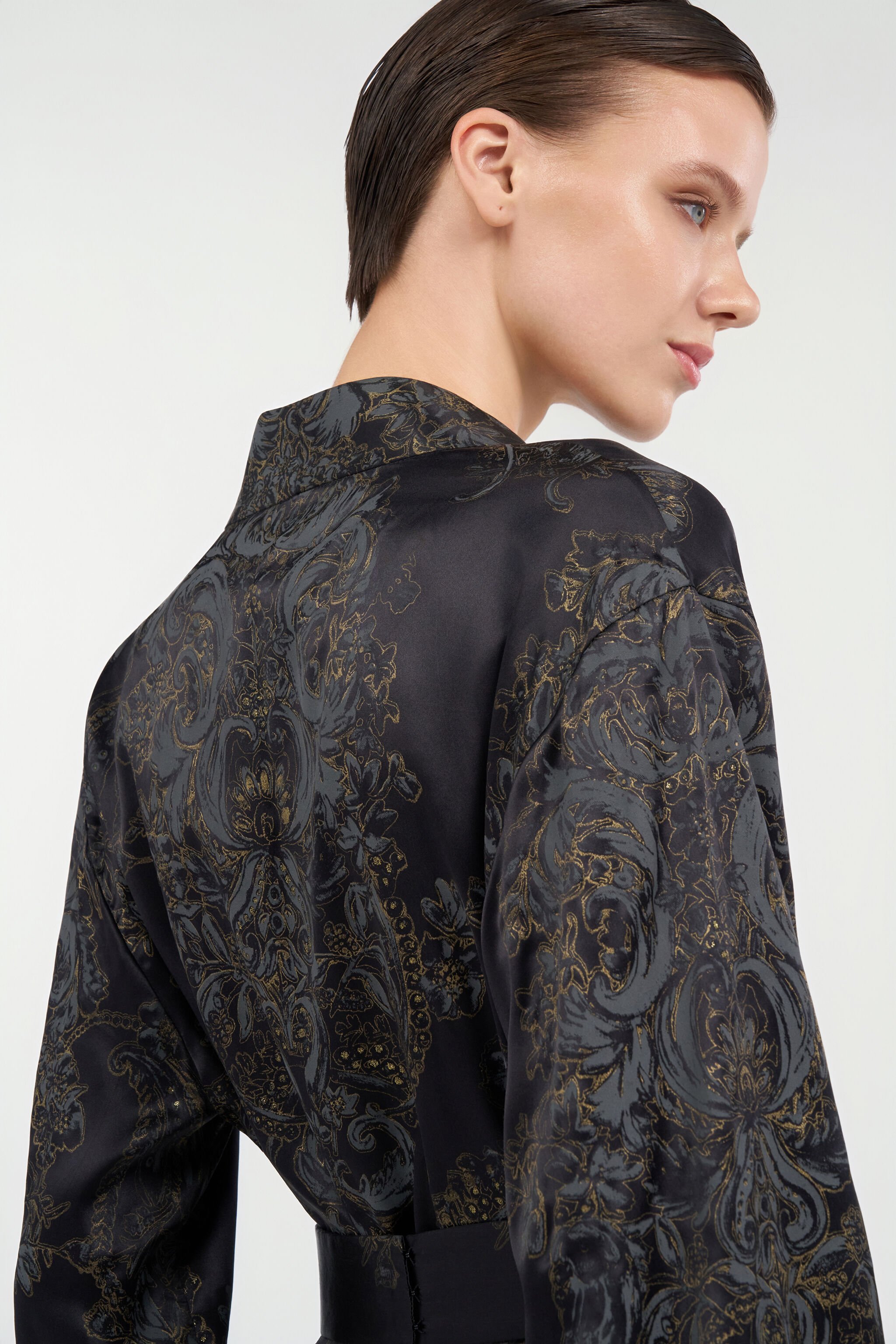 RC Abito Kimono in Seta Ornamental Black BLACK WKT197-SZR36