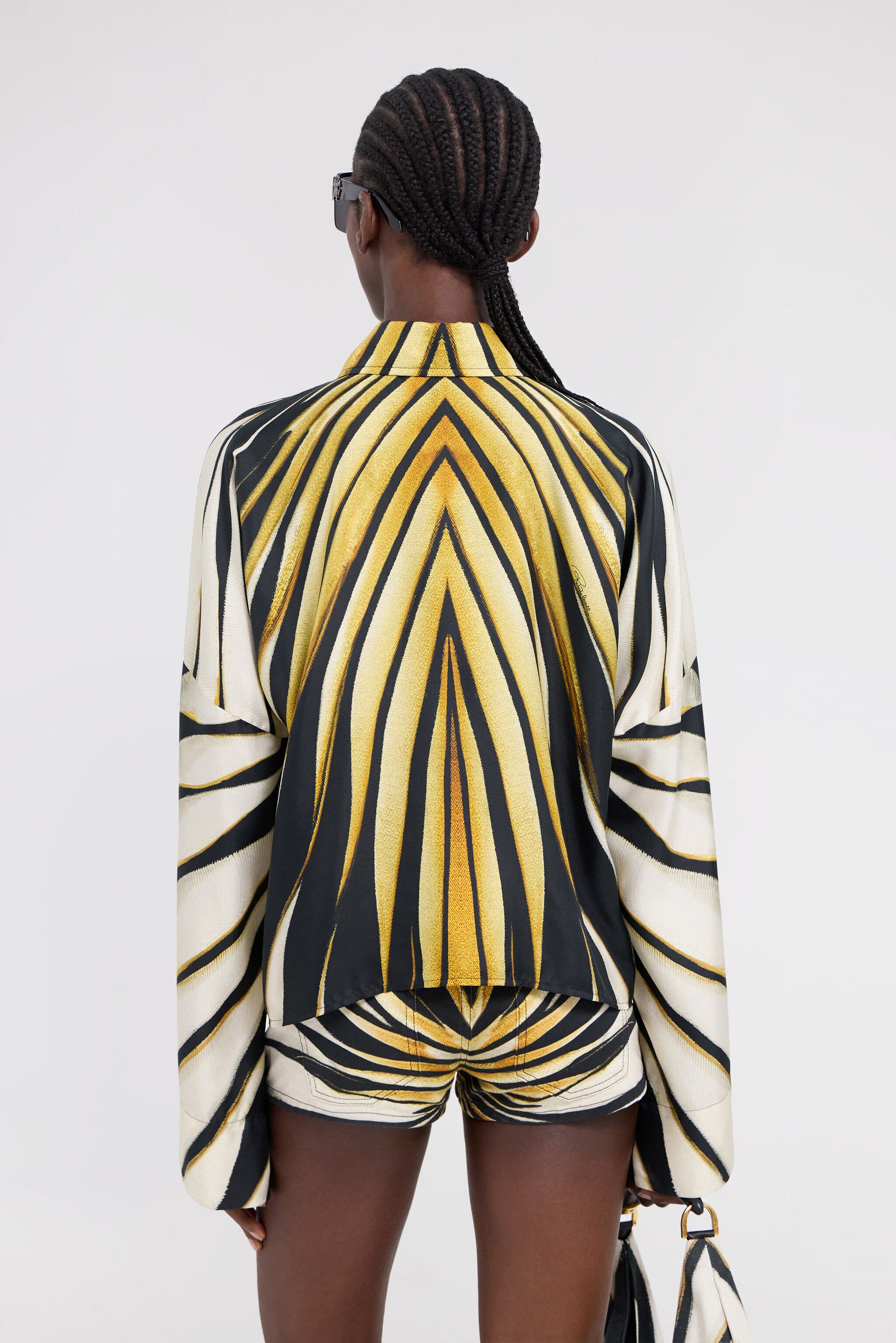 RC Ray Of Gold Print Silk Shirt Gold TKT700-4QM33