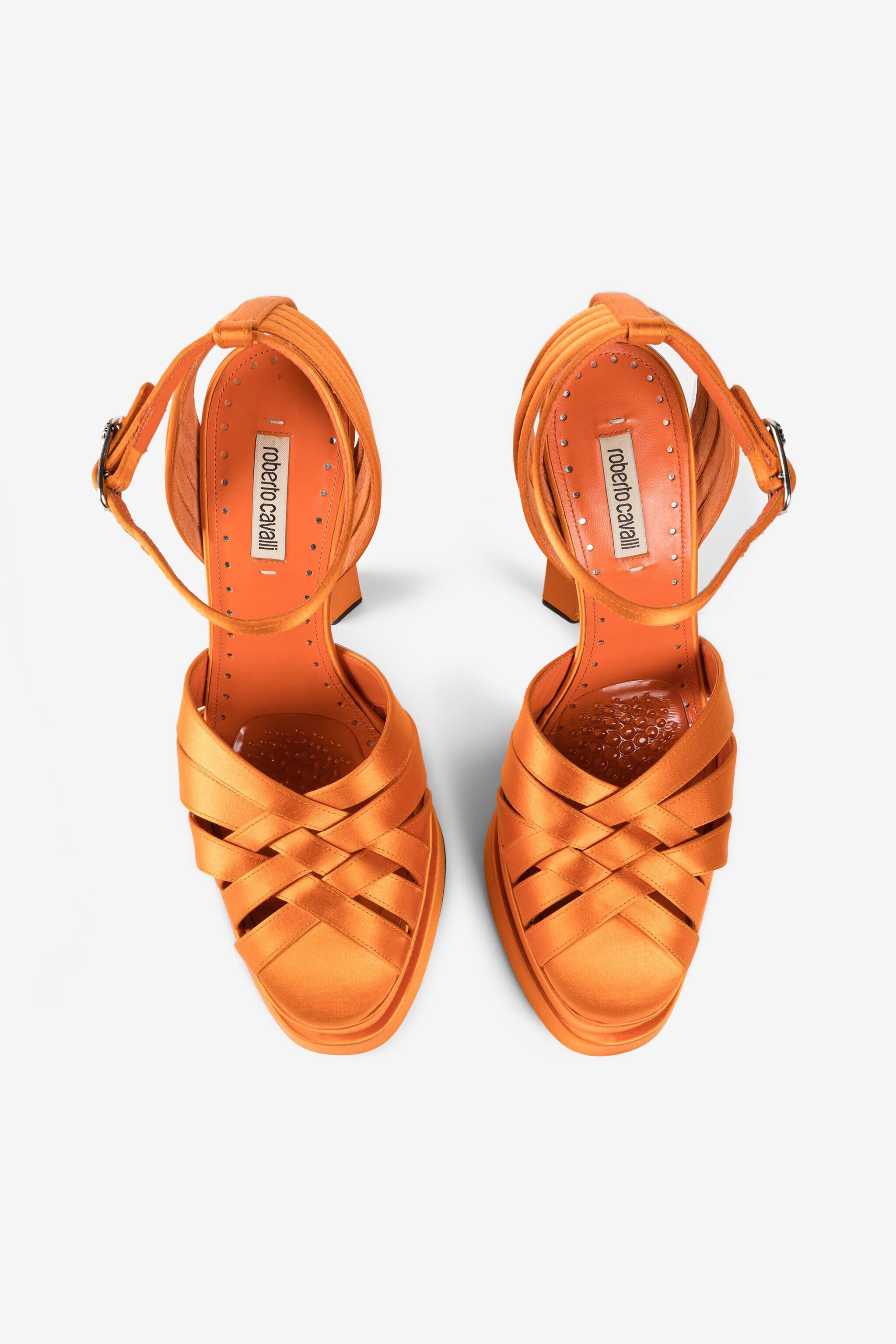 RC Caged leather platform sandals Orange RKS008-FLR01