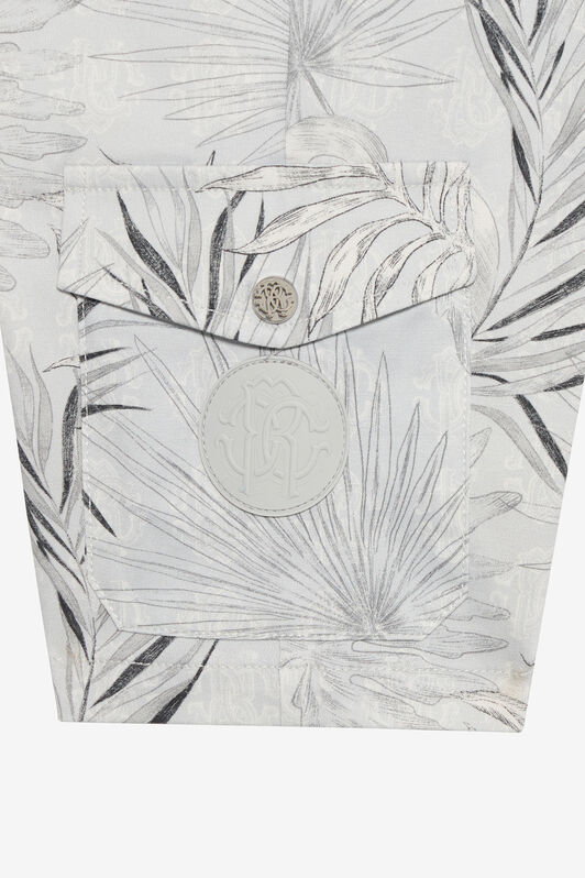 JU Grey Bermuda Shorts with Foliage Print GREY VJT25D-6SP31