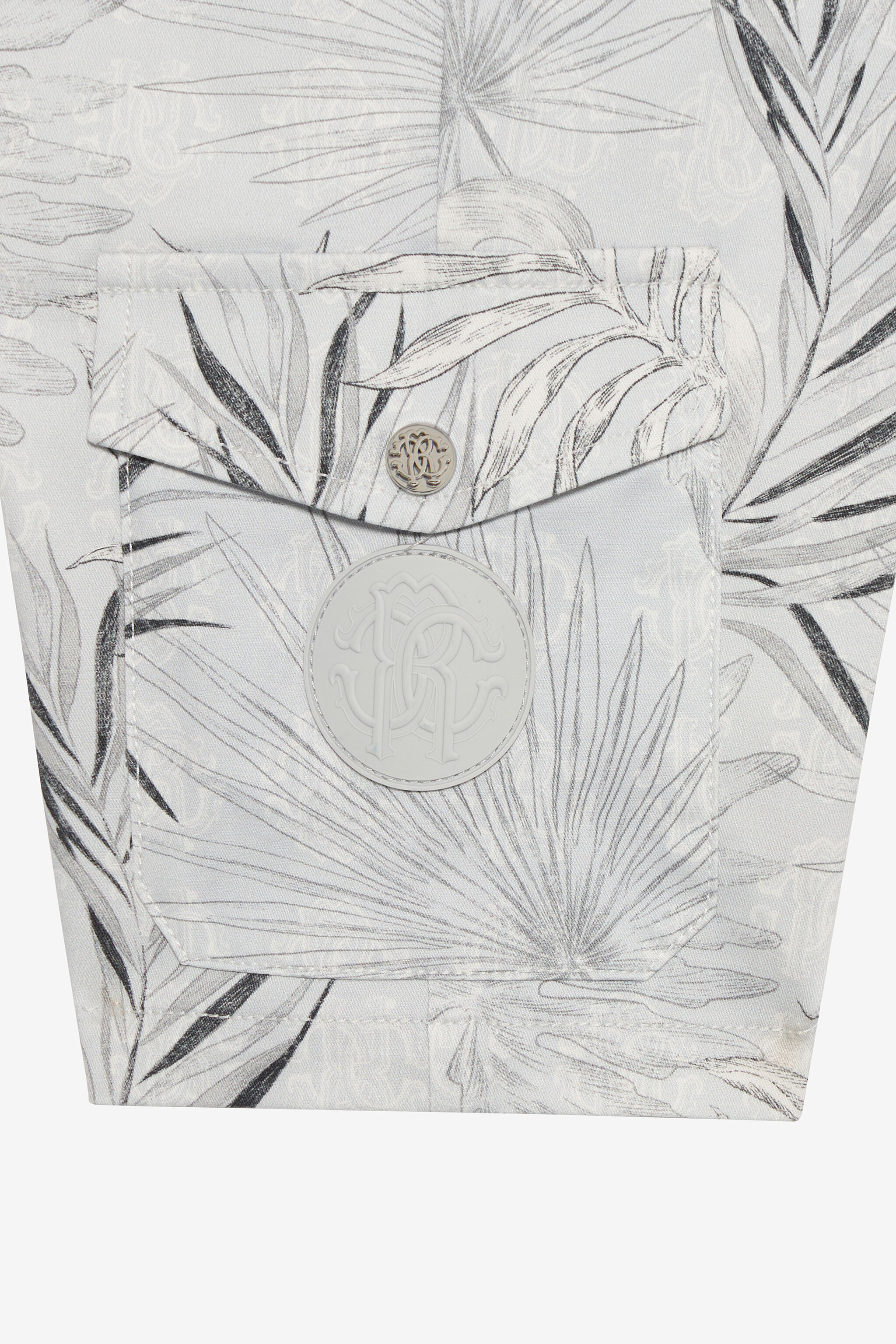 JU Grey Bermuda Shorts with Foliage Print GREY VJT25D-6SP31