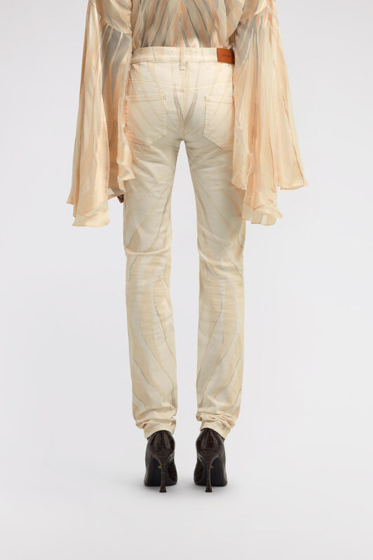 RC Ray Of Gold Print Skinny Cotton Trousers Ivory TKJ232-DAM33