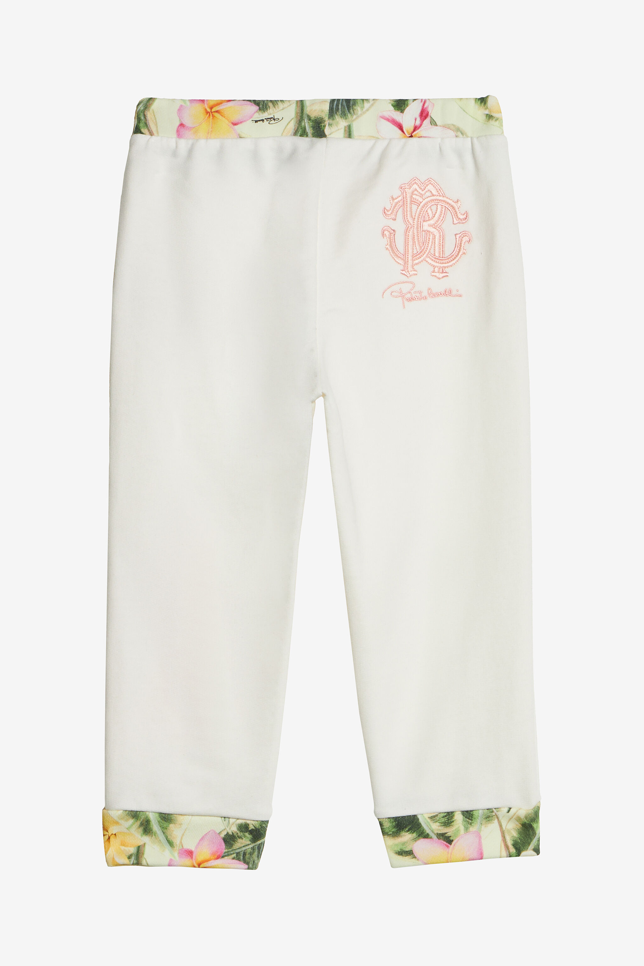 JU Pantaloni Con Fiori E Monogram RC Ricamati MILKY WHITE UJT222-CF050