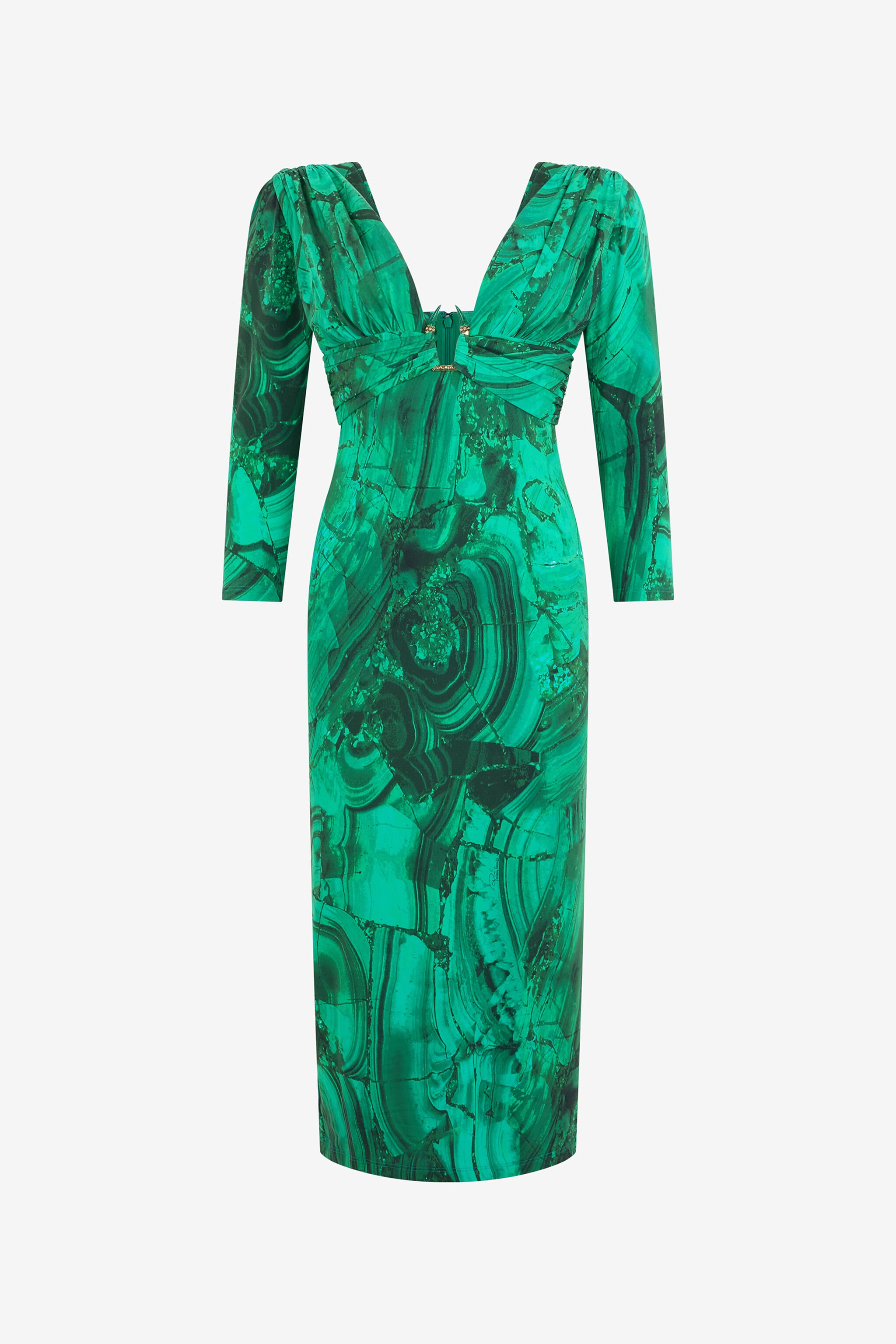 RC Malachite Print Midi Dress VERDE SMERA.175335 TKT139-LNN06