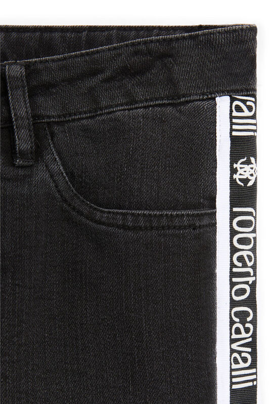 JU Jeans mit Seitenstreifen mit Logo BLACK LJJ250-DS029