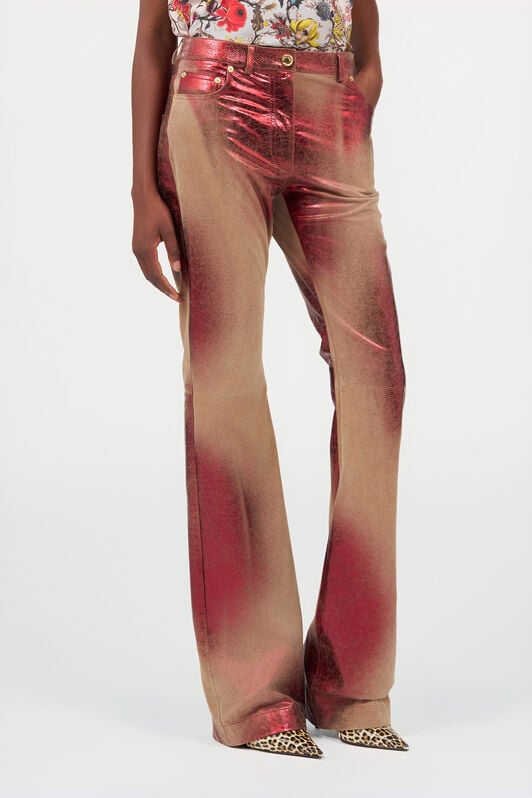 RC Schlaghose aus Metallic-Leder SAND/RED WQP221-PC002