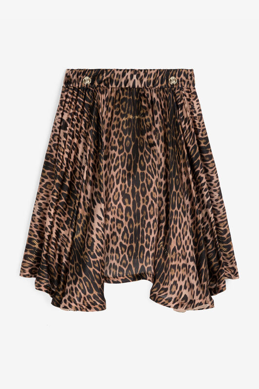 JU Jaguar-Print Silk Skirt Light brown RJT30G-2NF65