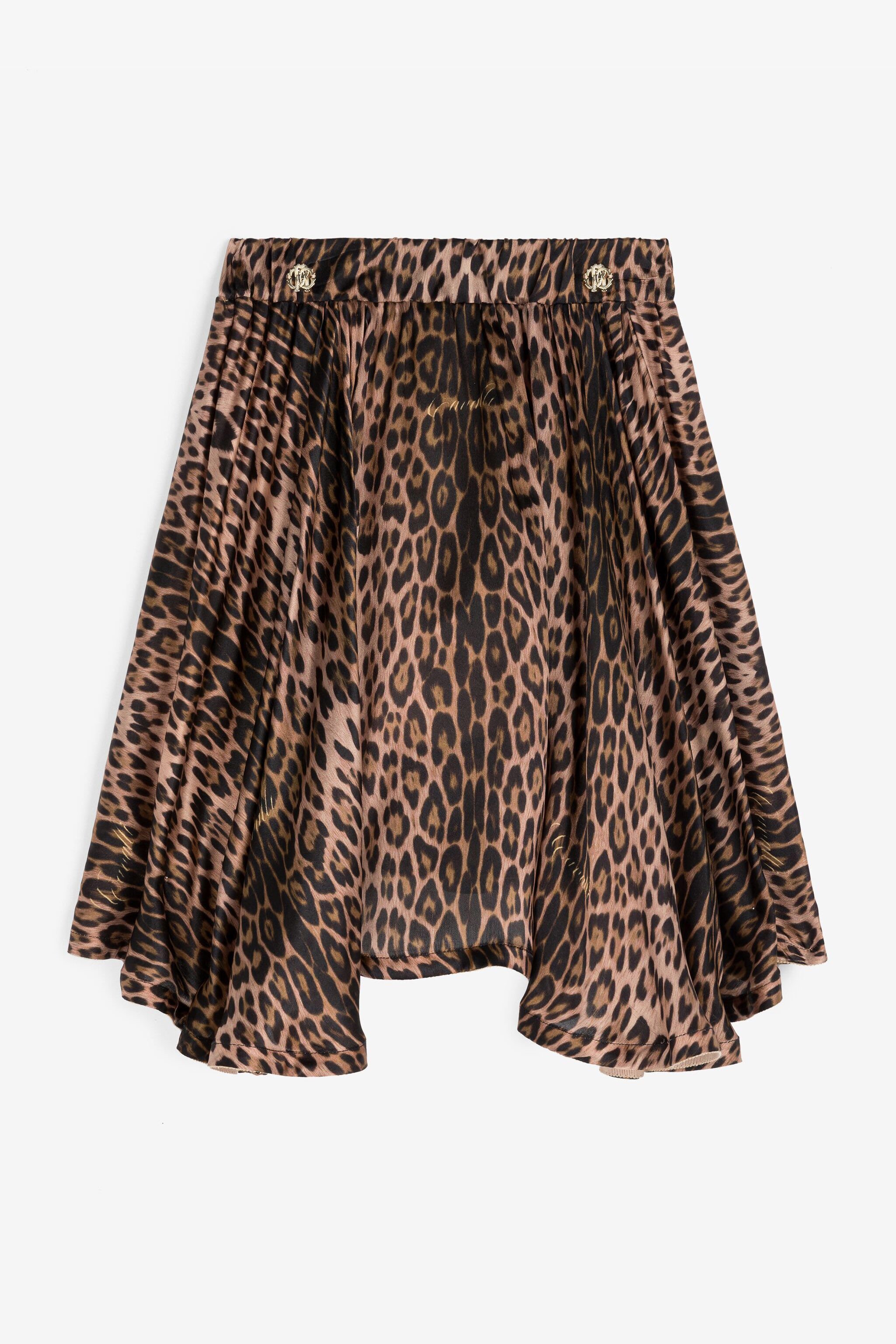 JU Jaguar-Print Silk Skirt Light brown RJT30G-2NF65