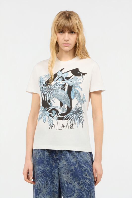 JC T-Shirt With Print And JC Monogram White UFT130-UF184