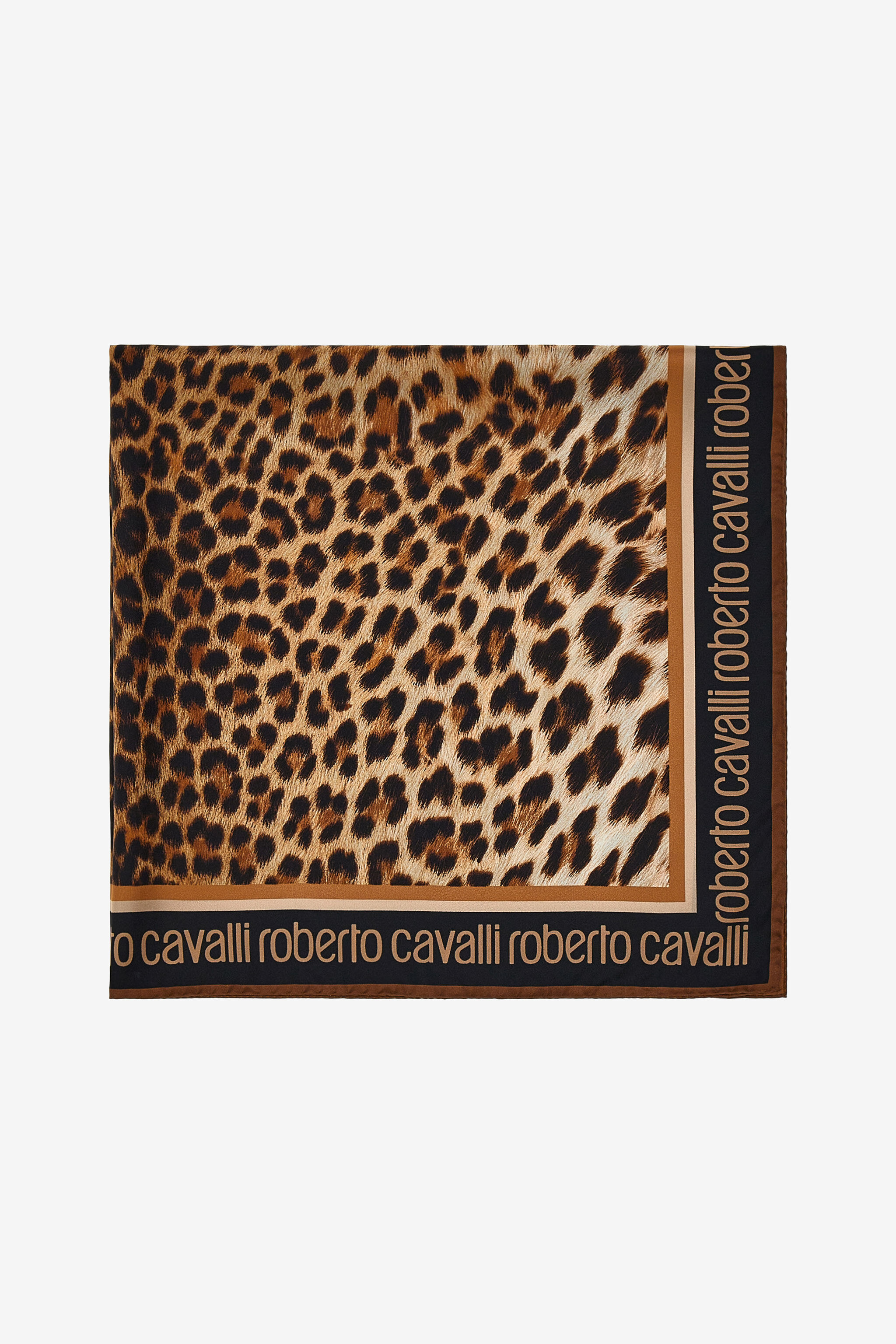 RC Roberto Cavalli foulard with Giaguaro Heritage print Marron clair SYI00A-2NL53