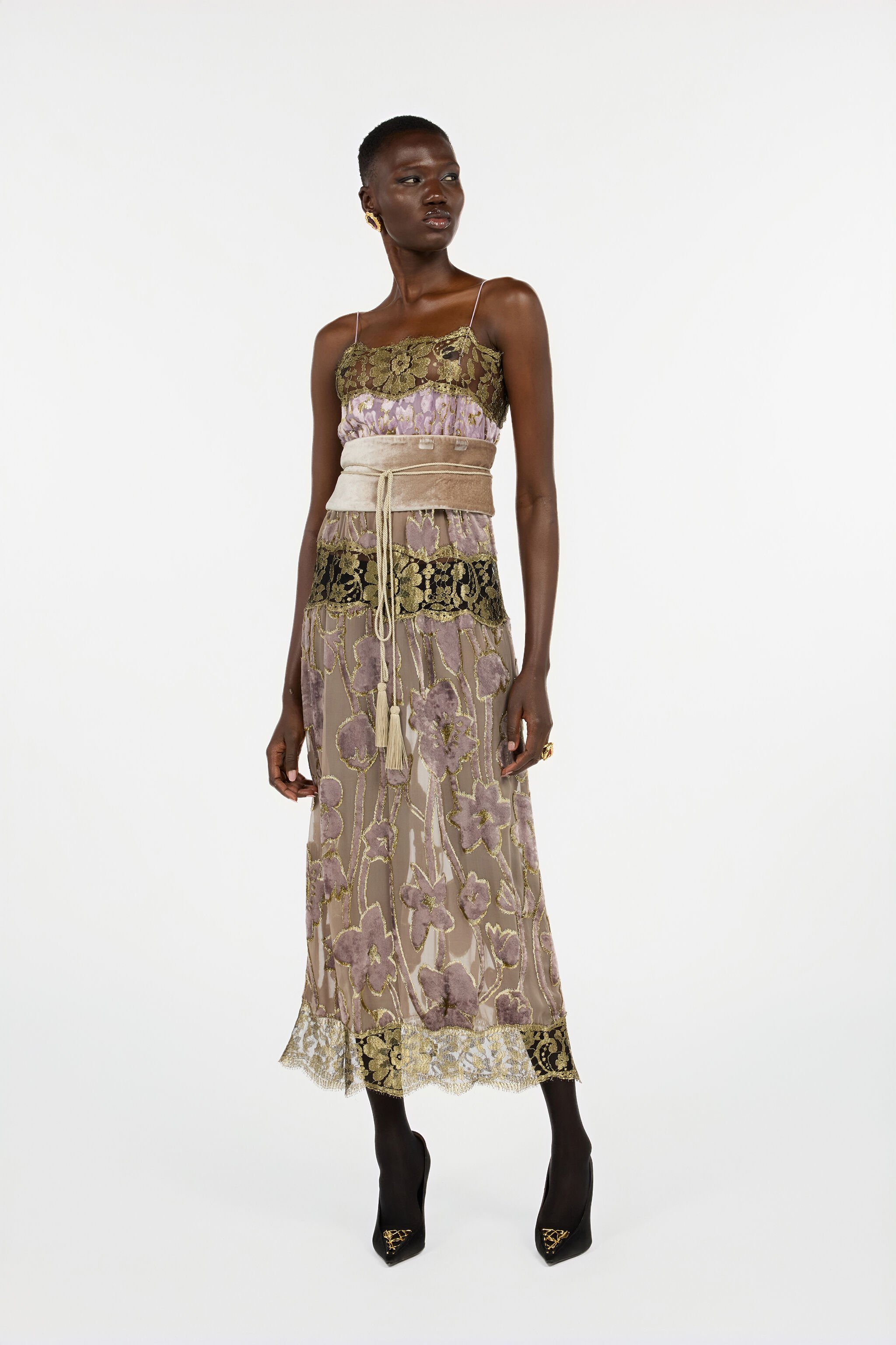 RC Nude And Lilac Dress With Floral Pattern NUDE/LILLA VWT140-FC007
